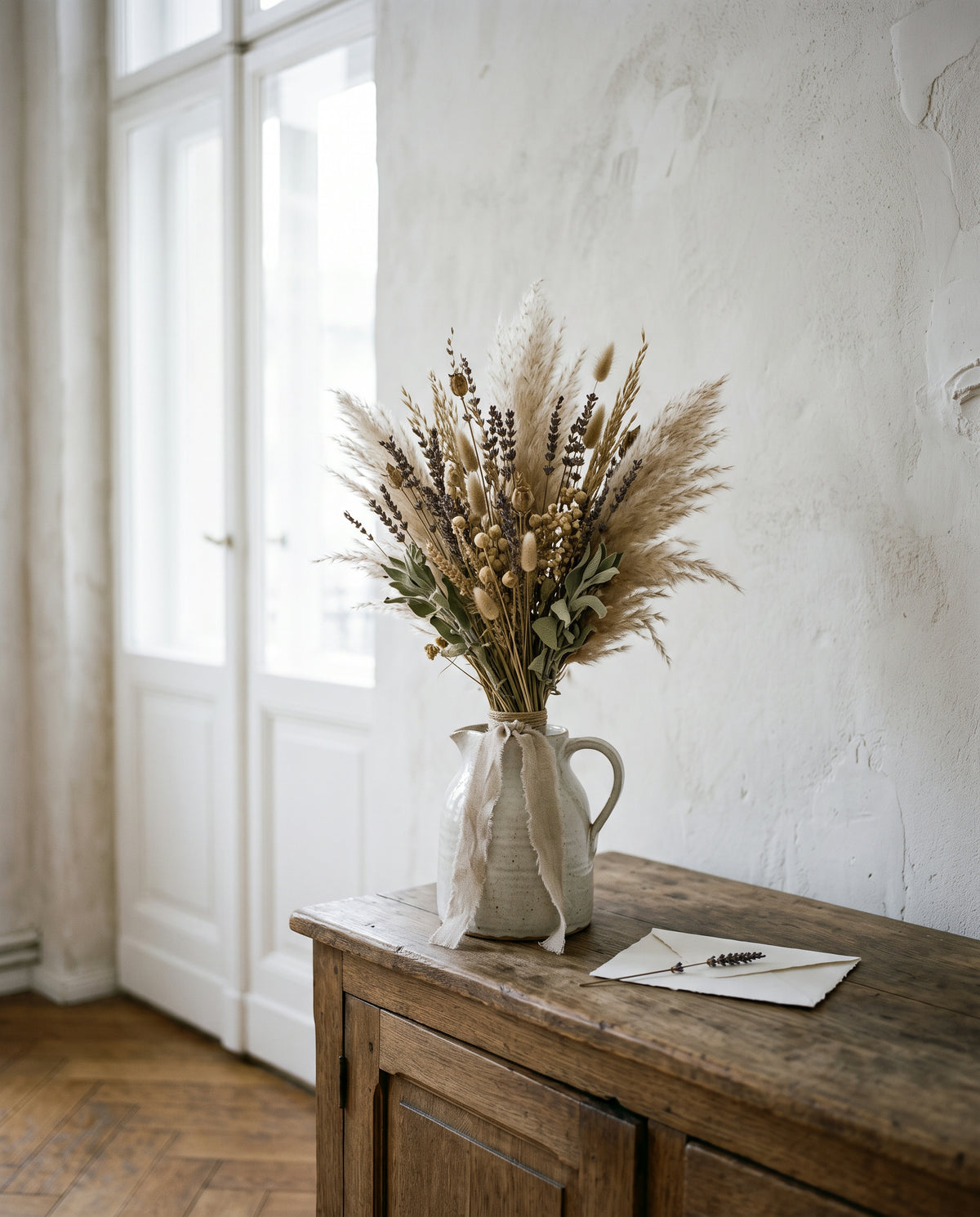 Trockenblumenstrauß Pampas & Lavendel, Gebundener Strauß, ca. 60 cm, Ansicht 1