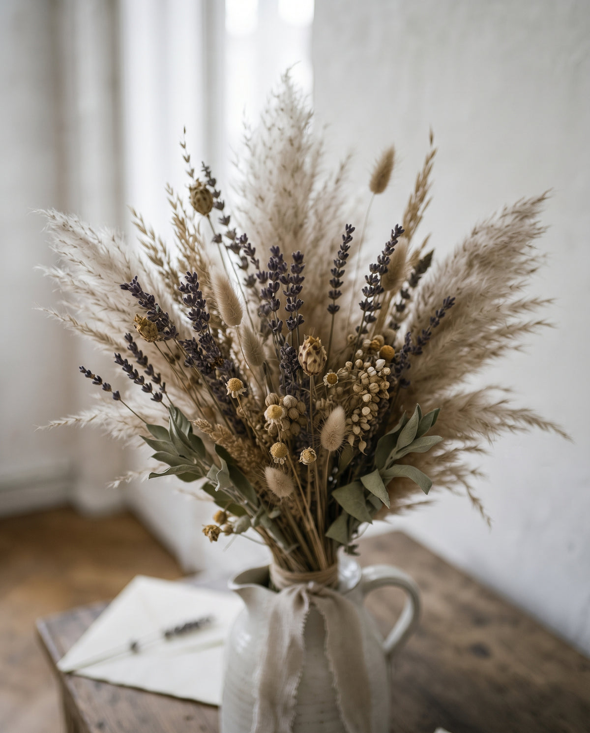 Trockenblumenstrauß Pampas & Lavendel, Gebundener Strauß, ca. 60 cm, Ansicht 2